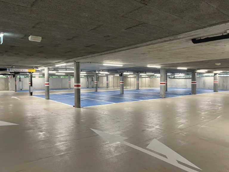 fertig beschichtete Einstellhalle nach der Instandsetzung mit KKS